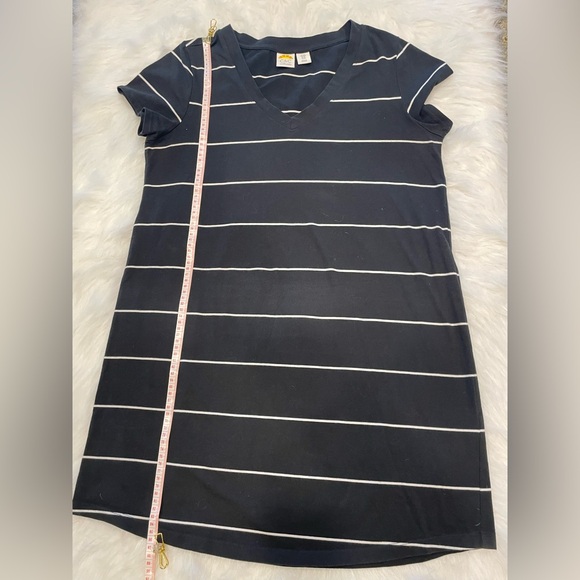 C&C California Dark Blue V-Neck dress with White Stripes - Picture 3 of 6
